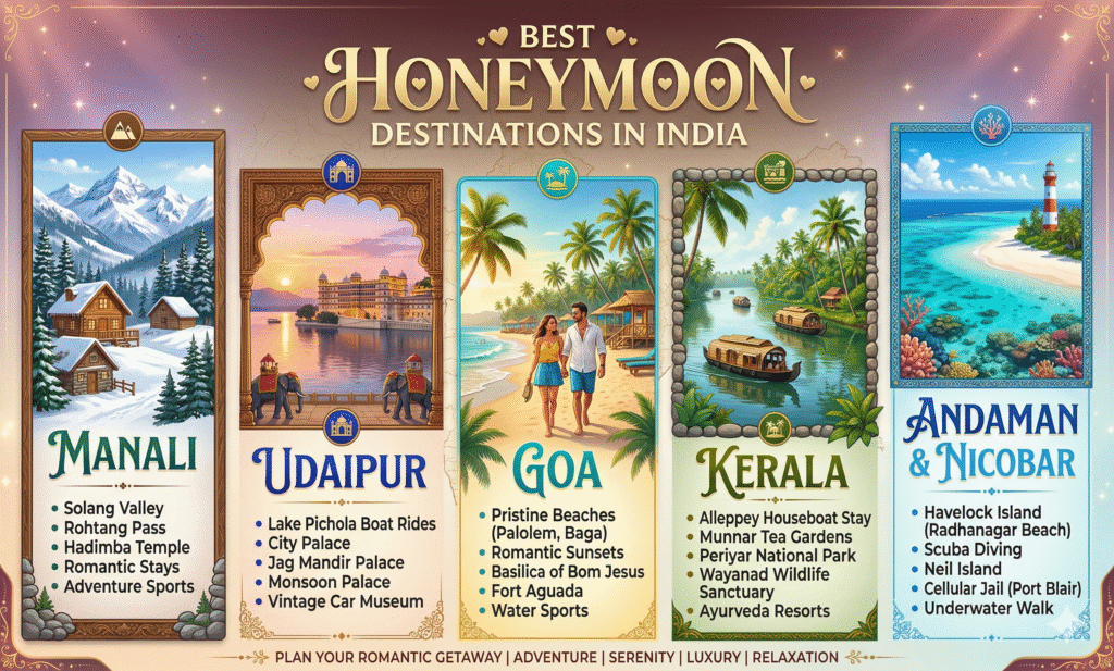 best honeymoon destinations in india