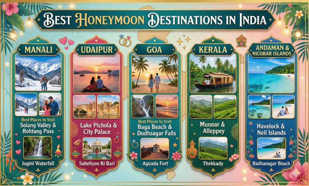 Best Honeymoon Destinations in India That Will Make Your Honeymoon Unforgettable