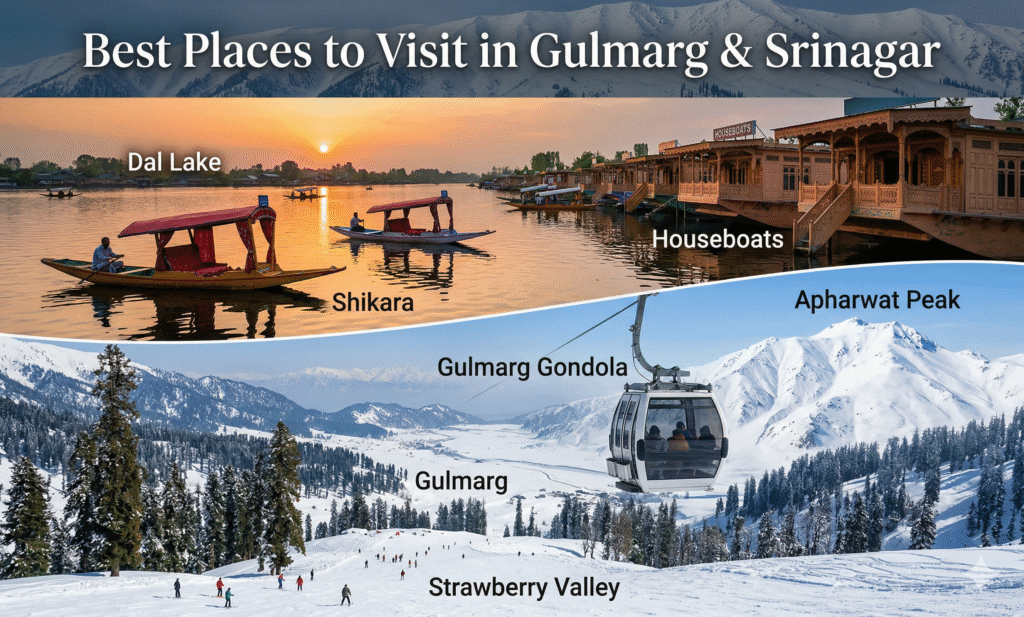 best places to visit in gulmarg and srinagar